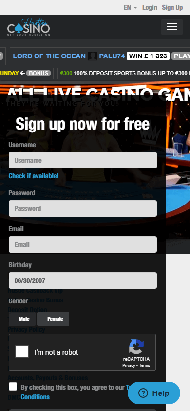 Hustles Casino Mobile screenshot